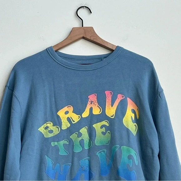 New BODEN Logo Graphic Sweatshirt  Brave The Wave Kids 13-14y 164cm Pebble Blue - Picture 6 of 11